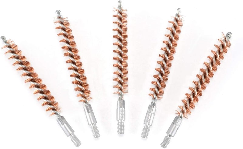 BOOSTEADY 5 Pcs Phosphor Bristle Bronze Bore Gun Cleaning Brush for Pistol Shotgun with 50 Professional Square Patches Multi-Caliber - Image 5